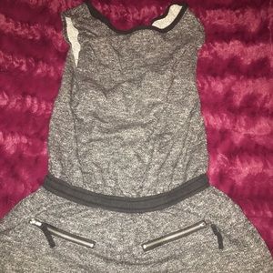 Gray Romper Shorts with String Tie